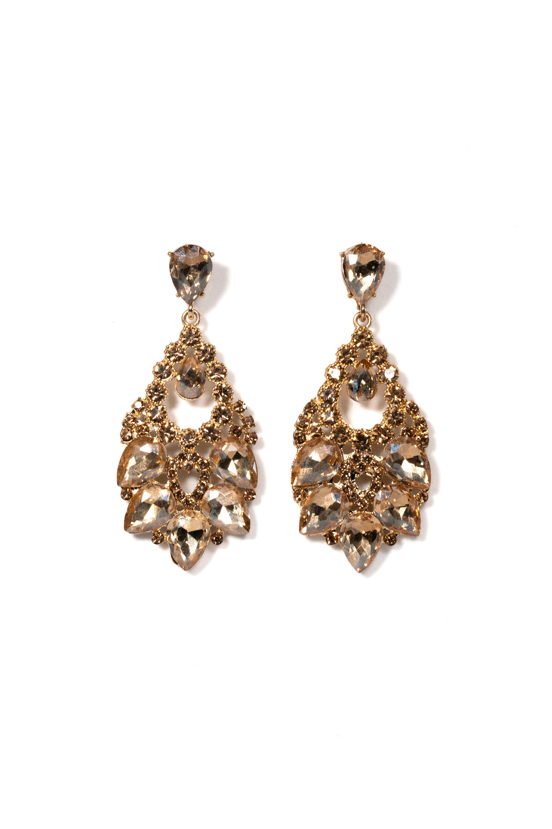 Evening Crystal Earrings in Rose Gold Finish - La Jolla
