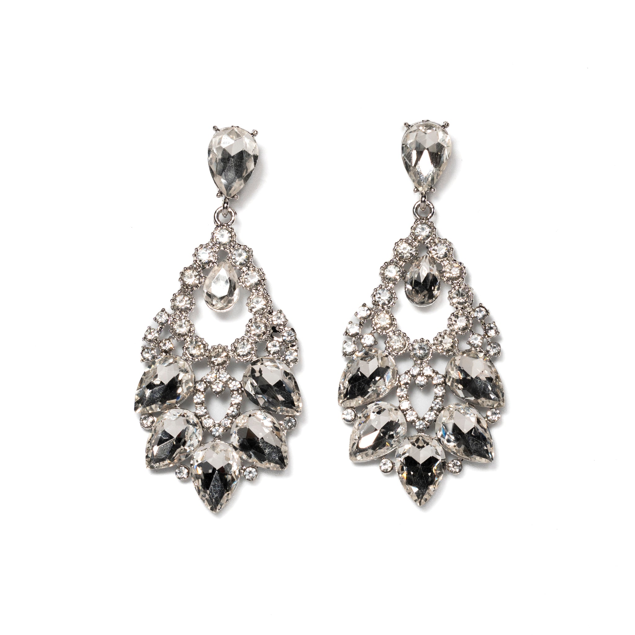 Evening Crystal Earrings in Silver - La Jolla