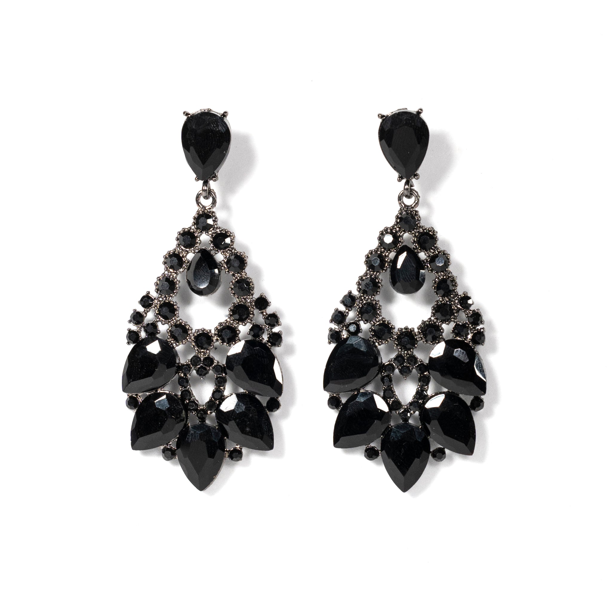 Black Evening Crystal Earrings - La Jolla