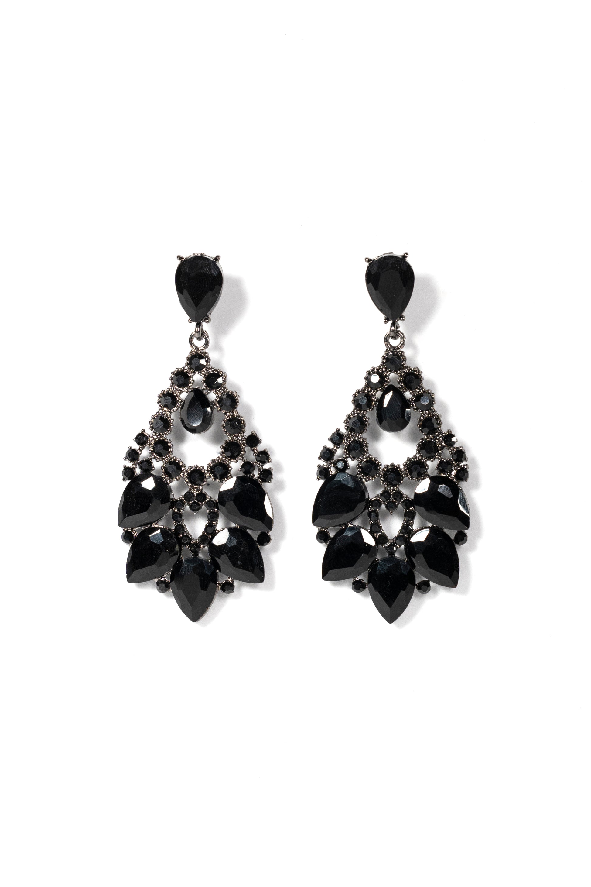 Black Evening Crystal Earrings - La Jolla