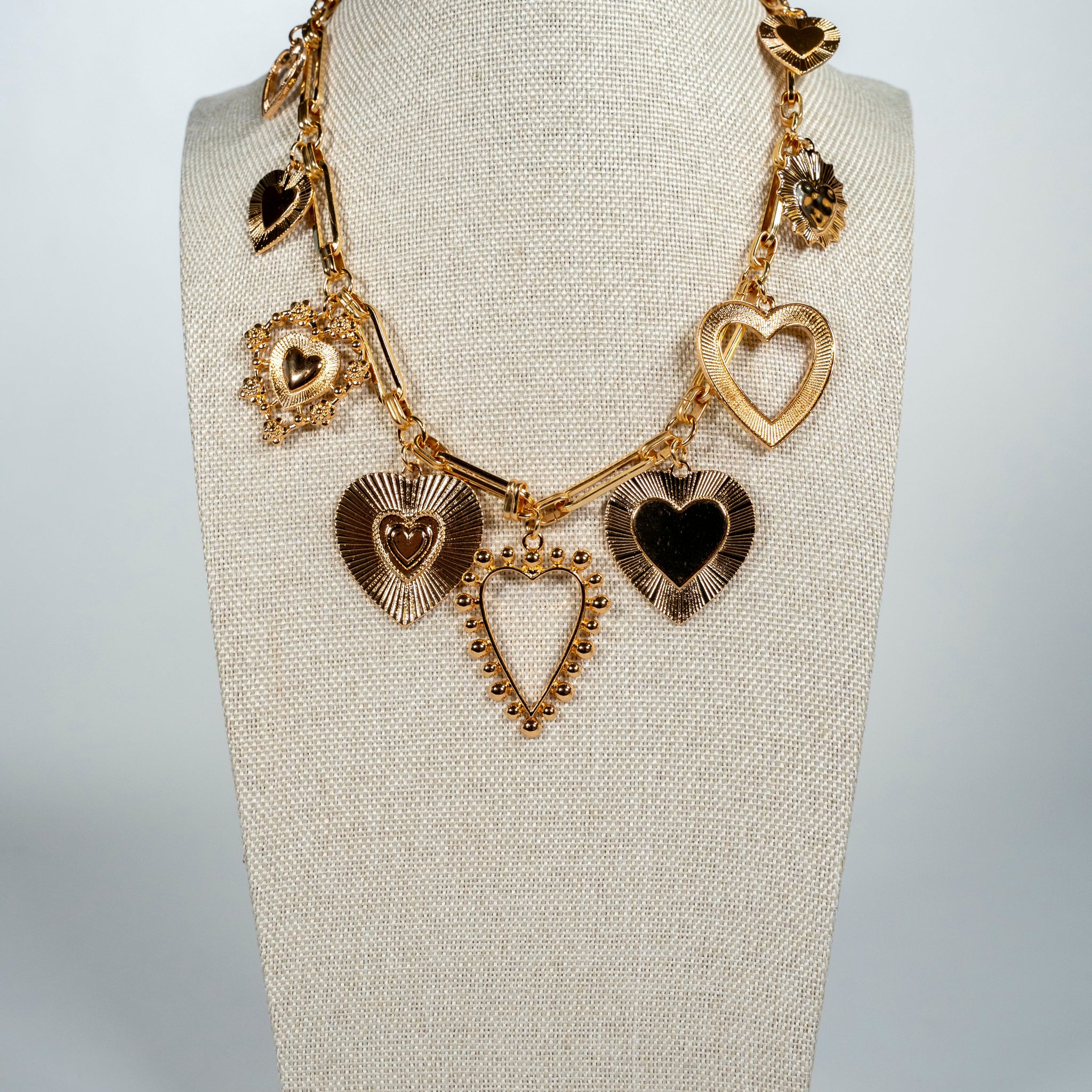 Golden Gilded Heart Charm Necklace - La Jolla